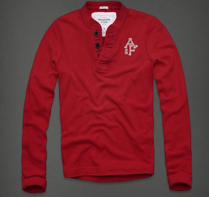 Abercrombie Fitch Hombres Ponte de pie de cuello Largo Remera AF6174